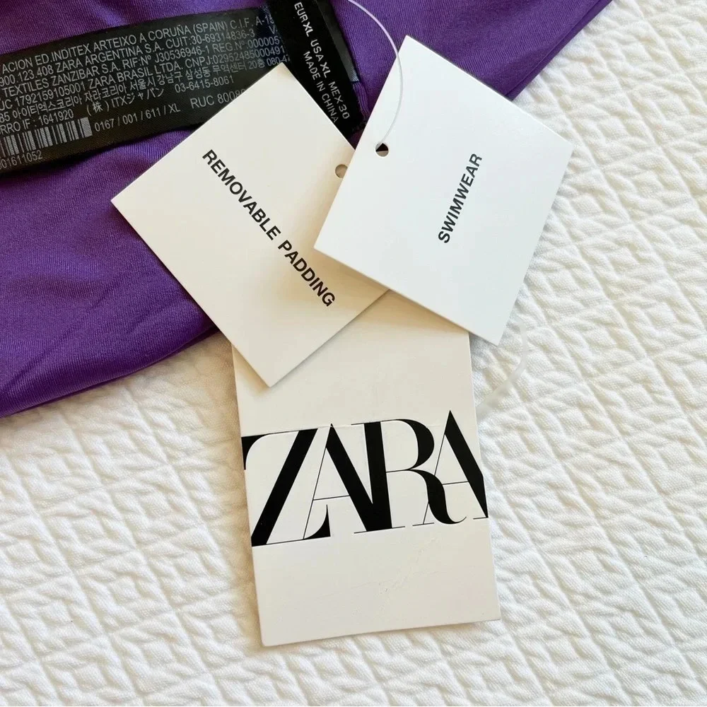 Zara Purple Ring Detail Bandeau Bikini Set